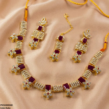 Square Flower Necklace Set